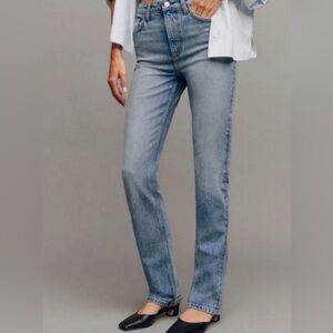 REFORMATION Jeans Jax Stretch High Rise Straight Blue Size 25